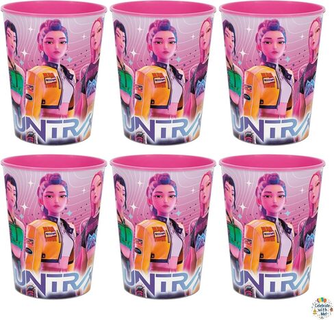 Unique K-Pop Demon Hunters Party Supplies | Stadium Cups Set | Serves 6 | Officially Licensed | 16 Oz Plastic Stadium Cups | Birthday Party Drinkware For Kids, Gifts, Favors, Easy Reuse in Kuwait