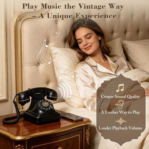Bluetooth Retro Phone with Speakerphone, Music Playback & Bluetooth Landline Phone,Compatible with iPhone & Android, Beautiful Decor for Home,Long Battery Life, Elegant Appearance in Saudi Arabia