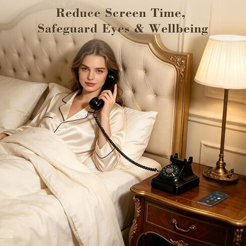 Bluetooth Retro Phone with Speakerphone, Music Playback & Bluetooth Landline Phone,Compatible with iPhone & Android, Beautiful Decor for Home,Long Battery Life, Elegant Appearance in Saudi Arabia