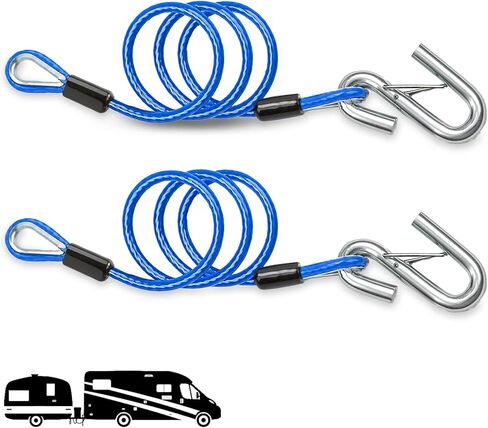 44" Blue Trailer Safety Cables 2 Pack, 5000 lbs Break Strength Tow Safety Cable with Hooks, Heavy-Duty Vinyl Coated Trailer Hitch Safety Cables for RV, Boat, Camper & Utility Trailer in Saudi Arabia