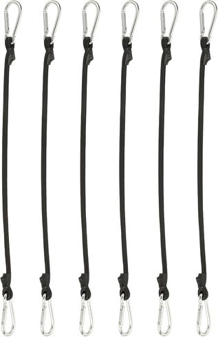uxcell 6Pcs Bungee Cords with Hooks, 19.7" Heavy Duty Rubber Bungee Straps Outdoor Elastic Ropes for Securing Bike Tarps Luggage Tents, Black in Kuwait