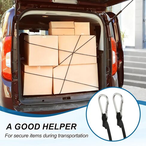uxcell 6Pcs Bungee Cords with Hooks, 19.7" Heavy Duty Rubber Bungee Straps Outdoor Elastic Ropes for Securing Bike Tarps Luggage Tents, Black in Kuwait