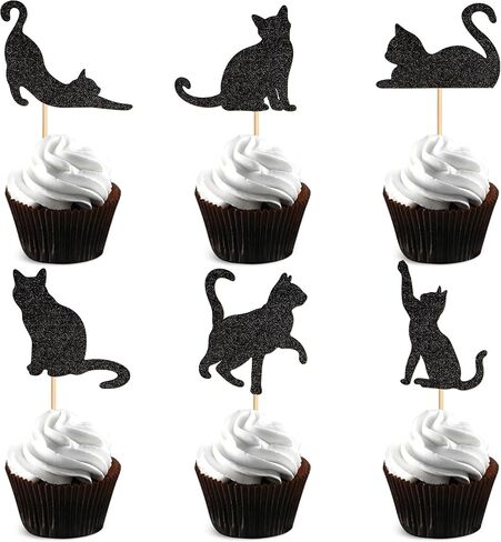 36Pcs Pet Cat Cupcake Toppers Cartoon Cats Cupcake Picks for Baby Shower Kids Cat Birthday Cupcake Cake Decorations Pet Cats Party Supplies in Saudi Arabia