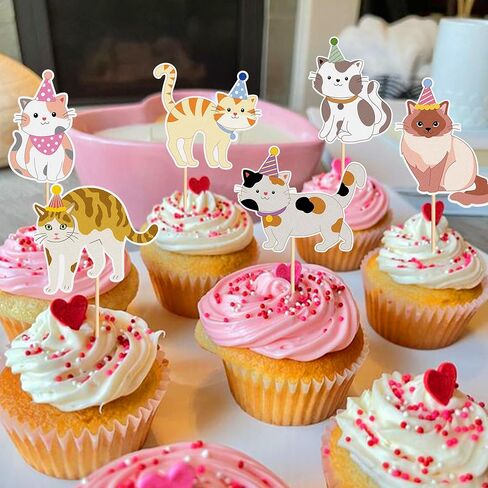 36Pcs Pet Cat Cupcake Toppers Cartoon Cats Cupcake Picks for Baby Shower Kids Cat Birthday Cupcake Cake Decorations Pet Cats Party Supplies in Saudi Arabia
