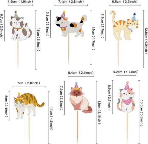 36Pcs Pet Cat Cupcake Toppers Cartoon Cats Cupcake Picks for Baby Shower Kids Cat Birthday Cupcake Cake Decorations Pet Cats Party Supplies in Saudi Arabia