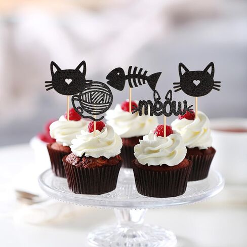 36Pcs Pet Cat Cupcake Toppers Cartoon Cats Cupcake Picks for Baby Shower Kids Cat Birthday Cupcake Cake Decorations Pet Cats Party Supplies in Saudi Arabia