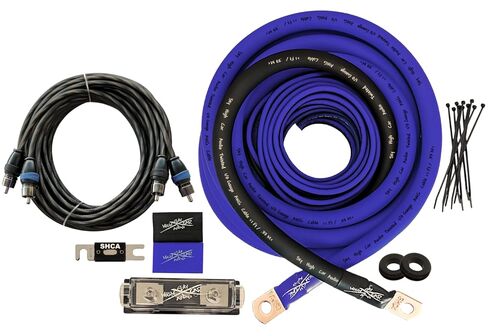 Oversized 1/0 Ga CCA AWG Amp Kit Twisted RCA Blue Black Complete Sky High in Saudi Arabia