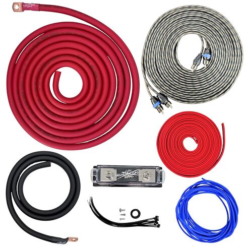 طقم أمبير كبير الحجم 1/0 Ga CCA AWG ملتوي RCA أزرق أسود كامل عالي السماء in Kuwait