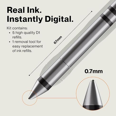 inq PEN Kit – 5-Pack D1 Refills (Black), 0.7mm Conical ESB-0.7 Emulsion Ink Cartridges with Removal Tool for Smooth Quick-Dry Writing in Saudi Arabia