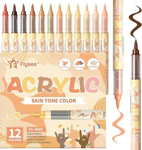 36 Skin Stone Acrylic Paint Pens Waterproof Quick-drying Acrylic Paint Markers Soft Brush Tip Marker Pen with Ink Visual Window for Rock Painting Wood Ceramic Glass Egg in Saudi Arabia