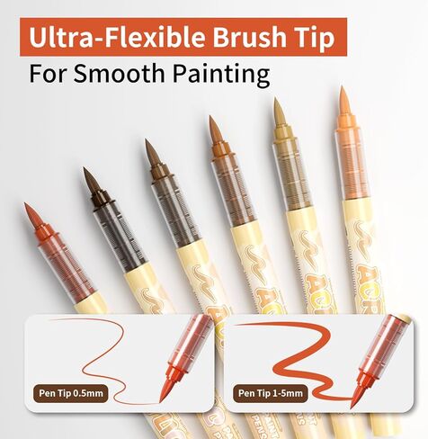 36 Skin Stone Acrylic Paint Pens Waterproof Quick-drying Acrylic Paint Markers Soft Brush Tip Marker Pen with Ink Visual Window for Rock Painting Wood Ceramic Glass Egg in Saudi Arabia
