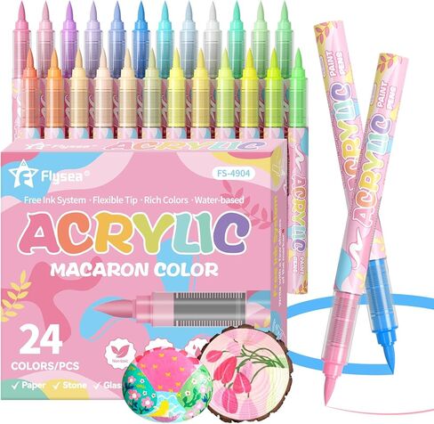 36 Skin Stone Acrylic Paint Pens Waterproof Quick-drying Acrylic Paint Markers Soft Brush Tip Marker Pen with Ink Visual Window for Rock Painting Wood Ceramic Glass Egg in Saudi Arabia