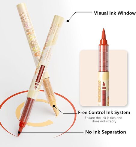 36 Skin Stone Acrylic Paint Pens Waterproof Quick-drying Acrylic Paint Markers Soft Brush Tip Marker Pen with Ink Visual Window for Rock Painting Wood Ceramic Glass Egg in Saudi Arabia