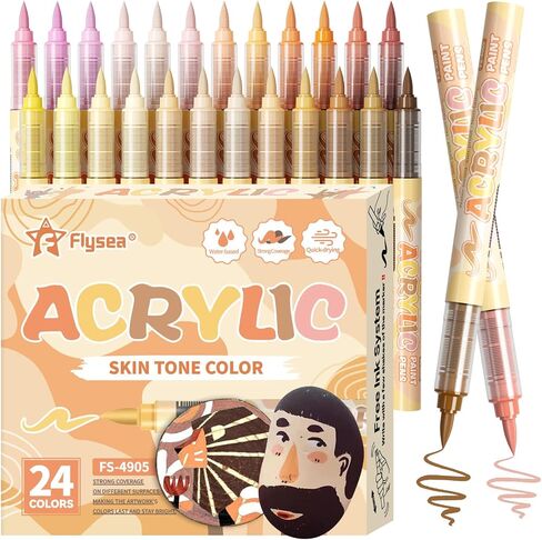 36 Skin Stone Acrylic Paint Pens Waterproof Quick-drying Acrylic Paint Markers Soft Brush Tip Marker Pen with Ink Visual Window for Rock Painting Wood Ceramic Glass Egg in Saudi Arabia