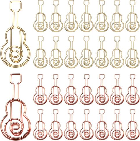 Cute Paper Clip, 30Pcs Guitar Shape Paper Clip Holder Funny Music Note Clips Clamp for Home Office Supplies Desk File Organization Wedding Decoration, Gold, Rose Gold in Saudi Arabia