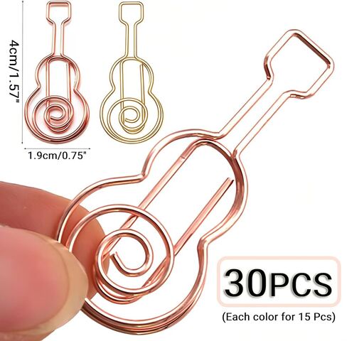Cute Paper Clip, 30Pcs Guitar Shape Paper Clip Holder Funny Music Note Clips Clamp for Home Office Supplies Desk File Organization Wedding Decoration, Gold, Rose Gold in Saudi Arabia