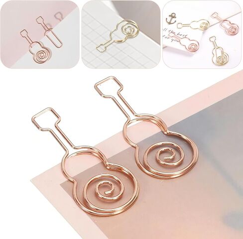 Cute Paper Clip, 30Pcs Guitar Shape Paper Clip Holder Funny Music Note Clips Clamp for Home Office Supplies Desk File Organization Wedding Decoration, Gold, Rose Gold in Saudi Arabia