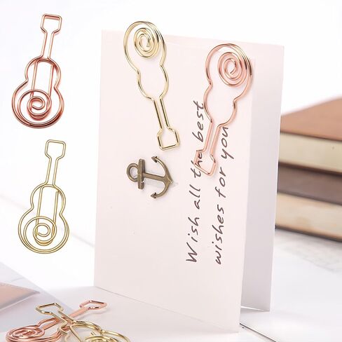 Cute Paper Clip, 30Pcs Guitar Shape Paper Clip Holder Funny Music Note Clips Clamp for Home Office Supplies Desk File Organization Wedding Decoration, Gold, Rose Gold in Saudi Arabia