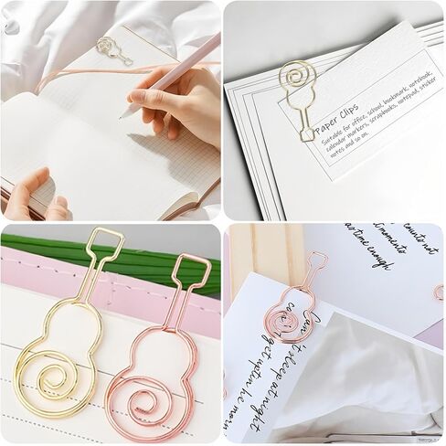 Cute Paper Clip, 30Pcs Guitar Shape Paper Clip Holder Funny Music Note Clips Clamp for Home Office Supplies Desk File Organization Wedding Decoration, Gold, Rose Gold in Saudi Arabia