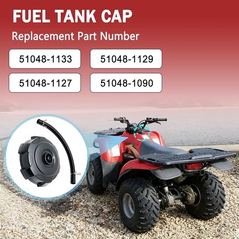 Fuel Tank Cap Fit for 1988-2011 Kawasaki Bayou 220 250 300 400, 2001-2003 Lakota 300, 1997-2013 Prairie 300 400 360 Replace 51048-1133 51048-1129 51048-1127 51048-1090, with Black Tube in Saudi Arabia