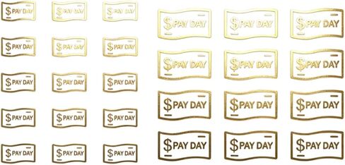 135Pcs Gold Pay Day Stickers for Planners, Foil Mini Planner Stickers 2 Sizes Decorative Payday Icon Stickers for Budget Planning Journal Finance Tracker Calendar Use Budget Organizer Accessories in Saudi Arabia