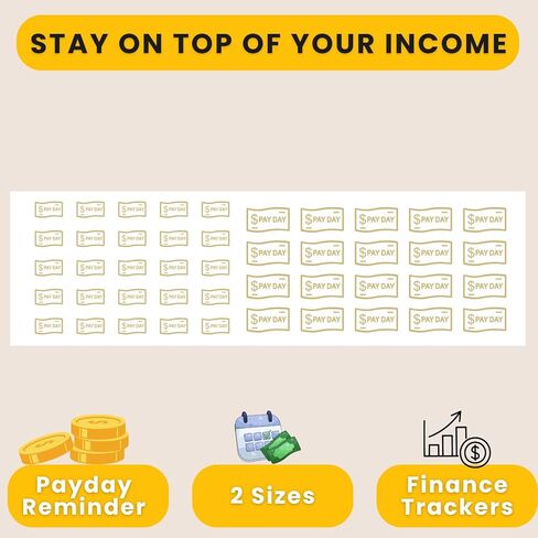 135Pcs Gold Pay Day Stickers for Planners, Foil Mini Planner Stickers 2 Sizes Decorative Payday Icon Stickers for Budget Planning Journal Finance Tracker Calendar Use Budget Organizer Accessories in Saudi Arabia