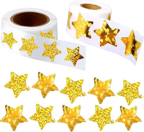 Holographic Silver Star Stickers,500pcs Holographic Star Stickers Metallic Glitter Sparkly Foil Reward Behavior Planner and School Classroom Teacher Supplies (Sliver) in Saudi Arabia