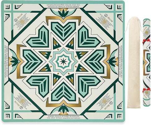 بساط ماجونج للطاولة، غطاء طاولة ماجونج مضاد للانزلاق مقاس 32.4 × 32.4 بوصة، بساط ألعاب محمول للبوكر/البطاقات/ألعاب اللوحة/ألعاب البلاط، مفرش طاولة ماجونج مع حقيبة حمل (أخضر وذهبي) in Kuwait