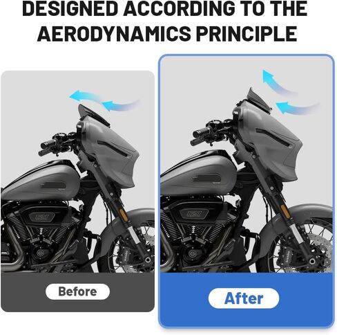 Lirun 7 بوصة الزجاج الأمامي موجة الرياح الفاصل الزجاج الأمامي الأسود PC لدراجة نارية Harley Street Glide FLHX/I 2025+ in Kuwait
