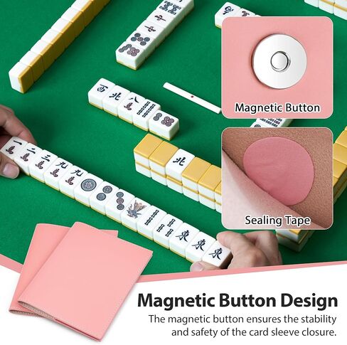 أكمام بطاقات Catcan Mahjong، عبوتان بمقاس 11.38 × 7.08 بوصة منظم بطاقات قاعدة محمول مع إغلاق سريع، يحمل بطاقات قاعدة متعددة in Kuwait