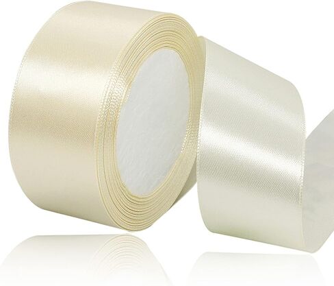 Ivory Satin Ribbon 1-1/2 Inches x 25 Yards, Solid Color Fabric Ribbon for Gift Wrapping, Crafts, Hair Bows Making, Wreath, Wedding Party Decoration and Sewing Projects in Saudi Arabia
