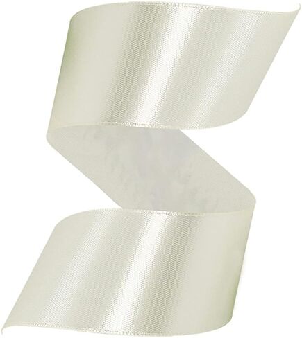 Ivory Satin Ribbon 1-1/2 Inches x 25 Yards, Solid Color Fabric Ribbon for Gift Wrapping, Crafts, Hair Bows Making, Wreath, Wedding Party Decoration and Sewing Projects in Saudi Arabia
