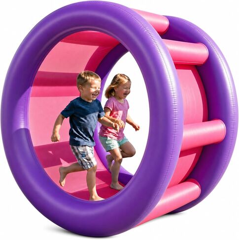 Playland 67" Giant Inflatable Land Roller Wheel for Kids & Adults - 2 Person Human Hamster Wheel, Durable PVC Outddor Rolling Toy for Backyard, Beach & Lawn Games, Supports 300 Lbs, Ages 5+ in Saudi Arabia