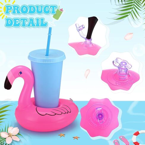 Lenwen 120 Pack Inflatable Drink Holder Pool Drink Floats Inflatable Floating Cup Holders for Adults Summer Swimming Pool Party Supplies, Bath Toys Flamingos Unicorn in Saudi Arabia