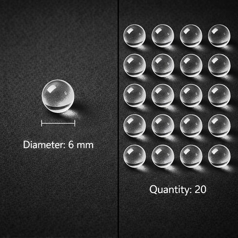 Victory Glassworks™ Clear Quartz Balls (6mm Pack of 20), Optical Grade Fused Silica Glass Spheres for Jewelry Making, Crafts, Boiling Stones, No Hole in Saudi Arabia