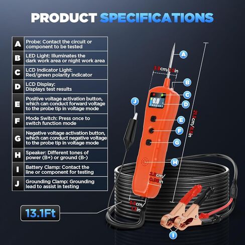 Power Circuit Probe Tester, 9V-30V DC Automotive Short Circuit Finder with 13ft Cable, Auto Electrical Tester wih LED Light, Automotive Test Light, Overload Protection in Saudi Arabia