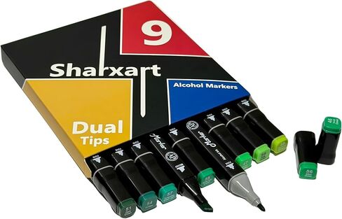 Colorless Blender Alcohol Markers, 9pcs Blending Dual Double Tips Fine Broad Tip Permanent Art Marker for Artists Adults Coloring Drawing Illustration Sketching Painting Art Supplies (Colorless) in Saudi Arabia