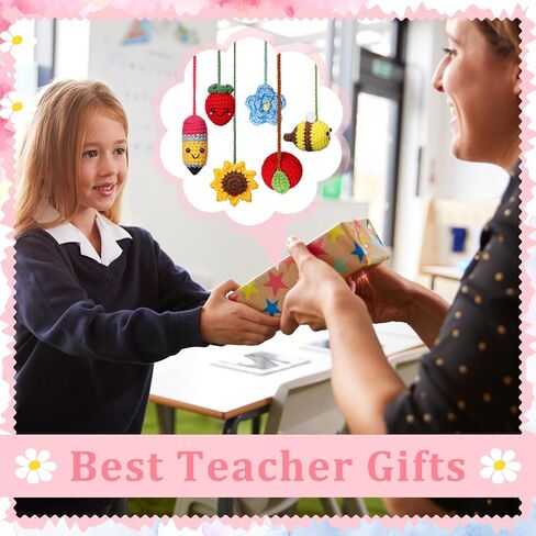 Gueevin 6 Sets Graduation Gifts for Teacher, Teachers Crochet Bookmarks Thank You Gifts for Women Crochet Bookmarks with Cards and OPP Bags for Graduation End of Year Supplies in Kuwait