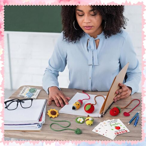 Gueevin 6 Sets Graduation Gifts for Teacher, Teachers Crochet Bookmarks Thank You Gifts for Women Crochet Bookmarks with Cards and OPP Bags for Graduation End of Year Supplies in Kuwait