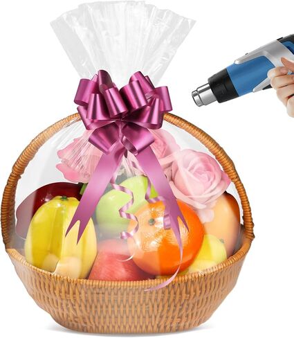 Yeumk Shrink Wrap Bags for Christmas Gift Baskets 12x18 Inches 10 Pack Clear Cellophane PVC Heat Shrink Bags for Gift Wrapping Halloween Easter Valentine's Day Mother's Day in Kuwait