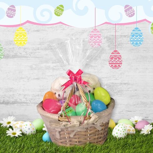 Yeumk Shrink Wrap Bags for Christmas Gift Baskets 12x18 Inches 10 Pack Clear Cellophane PVC Heat Shrink Bags for Gift Wrapping Halloween Easter Valentine's Day Mother's Day in Kuwait