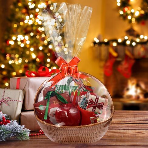 Yeumk Shrink Wrap Bags for Christmas Gift Baskets 12x18 Inches 10 Pack Clear Cellophane PVC Heat Shrink Bags for Gift Wrapping Halloween Easter Valentine's Day Mother's Day in Kuwait