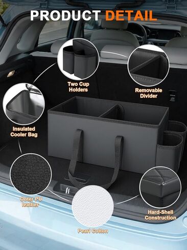 Car Seat Organizer Compatible with 2019-2026 Kia Telluride/Subaru Ascent 7 Seater, Car Seat Aisle Storage Box with 9.5L Leakproof Cooler Bag, Foldable Backseat Console Bin for Family Travel in Saudi Arabia