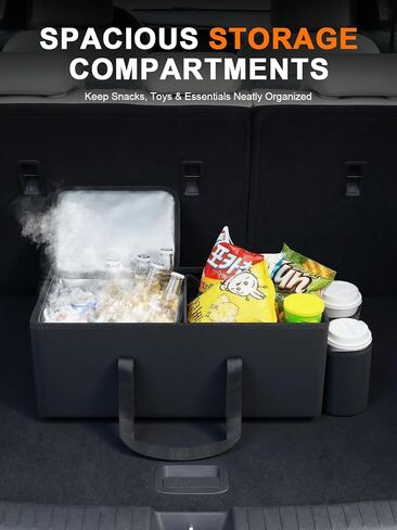 Car Seat Organizer Compatible with 2019-2026 Kia Telluride/Subaru Ascent 7 Seater, Car Seat Aisle Storage Box with 9.5L Leakproof Cooler Bag, Foldable Backseat Console Bin for Family Travel in Saudi Arabia