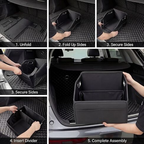 Car Front Seat Organizer - PU Leather Car Storage Box with Metal Handle, Divided Black Car Caddy Organizer for Truck/SUV/RV/Sedan, Universal Car Accessories for Trunk Front Back Seat in Saudi Arabia