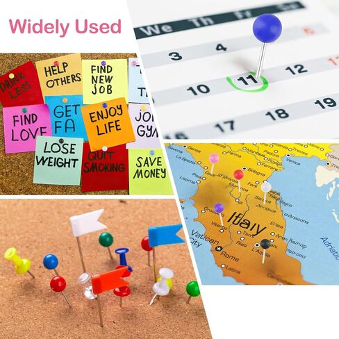 1000 Pcs Multi-Color Push Pins, Map Pins for Travel Map, 1/8" Small Map Tacks with Plastic Beads Head for Cork Board, World Map Pin Board, Bulletin Board, Fabric Marking, Craft, Office in Saudi Arabia