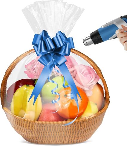 Yeumk Shrink Wrap Bags for Christmas Gift Baskets 12x18 Inches 10 Pack Clear Cellophane PVC Heat Shrink Bags for Gift Wrapping Halloween Easter Valentine's Day Mother's Day in Kuwait