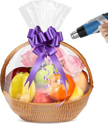 Yeumk Shrink Wrap Bags for Christmas Gift Baskets 12x18 Inches 10 Pack Clear Cellophane PVC Heat Shrink Bags for Gift Wrapping Halloween Easter Valentine's Day Mother's Day in Kuwait