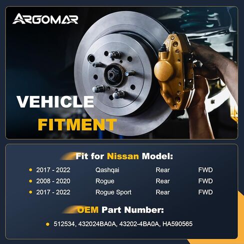 2PC 512534 FWD Rear Wheel Bearing Hub Assembly Fit for Nissan 17-22 Qashqai, 08-20 Rogue, 17-22 Rogue Sport, 5 Lugs w/ABS 432024BA0A in Kuwait