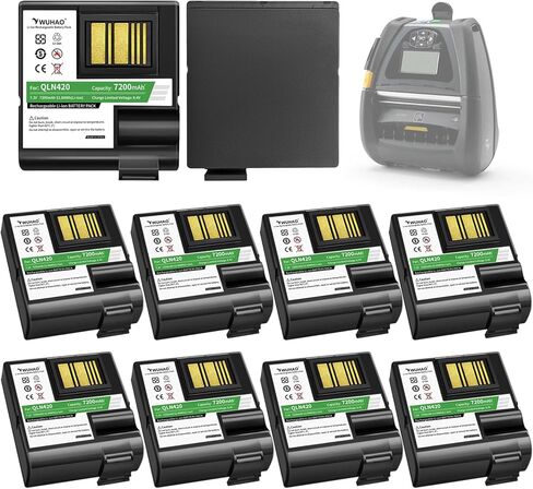 بطارية WUHAO 10 عبوات QLN420 ZQ630 مطورة 7200 مللي أمبير في الساعة لـ Zebra QLN420 ZQ630 ZQ63-AUWA000-00 ZQ63-ACFAC10-00 بطارية بديلة لطابعة الباركود P1050667-016 BTRY-MPP-68MA1-01 in Kuwait